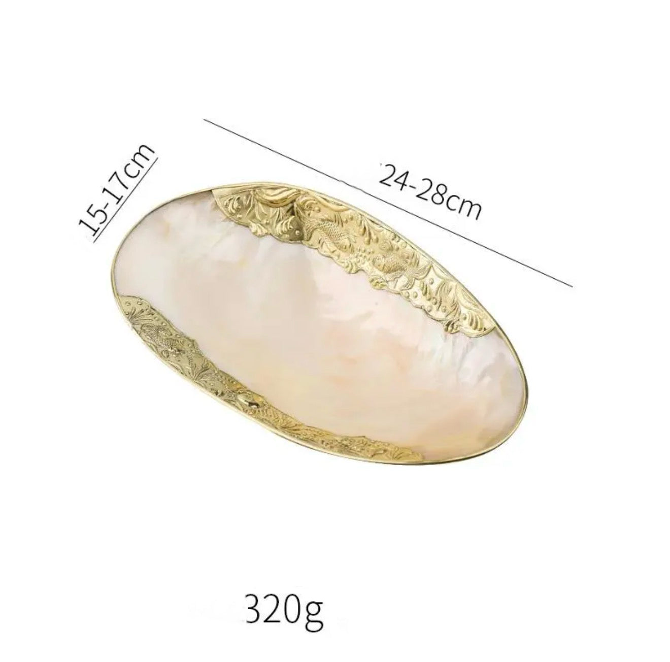 Natural Shell Storage Tray with Handcrafted Gold/Silver Edge Binding