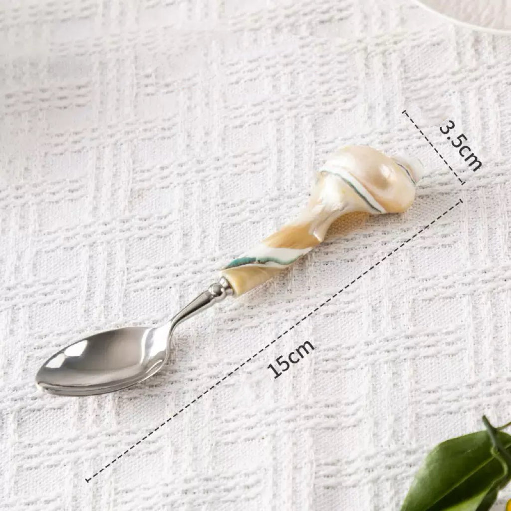 Natural Conch Dinner Spoons & Fruit Forks - A Pair
