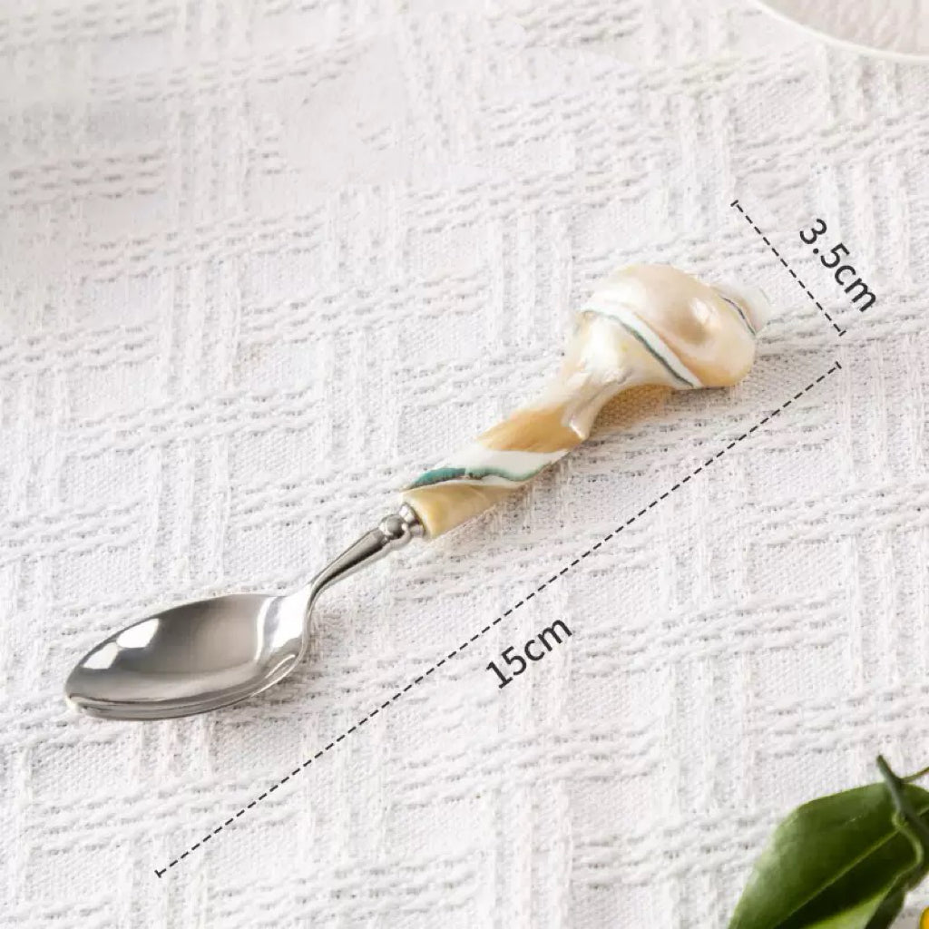 Natural Conch Dinner Spoons & Fruit Forks - A Pair